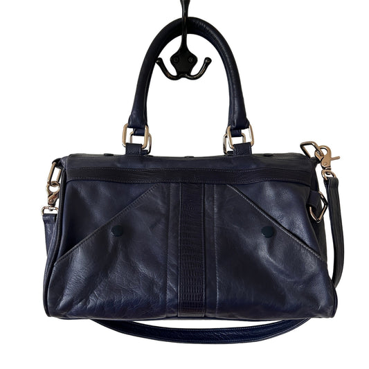 Rebecca Minkoff Blue Leather Top Handle Satchel / Shoulder Bag Magnetic Closure