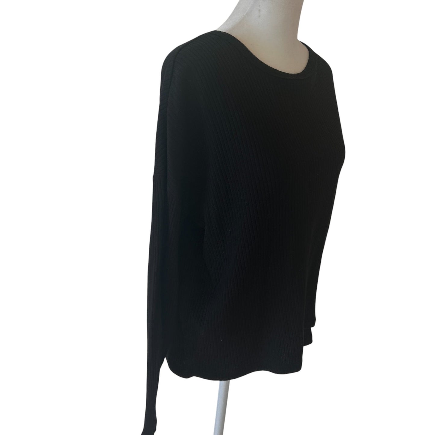 Z Supply Black Ribbed Long Sleeve Pullover Shirt Womens Size Small