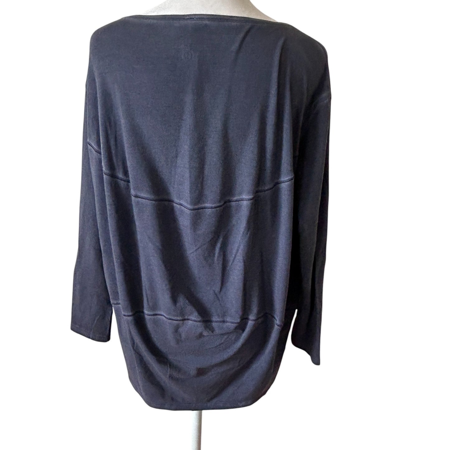 Lululemon Back in Action Navy Blue Pima Cotton Long Sleeve Shirt Womens Size 4