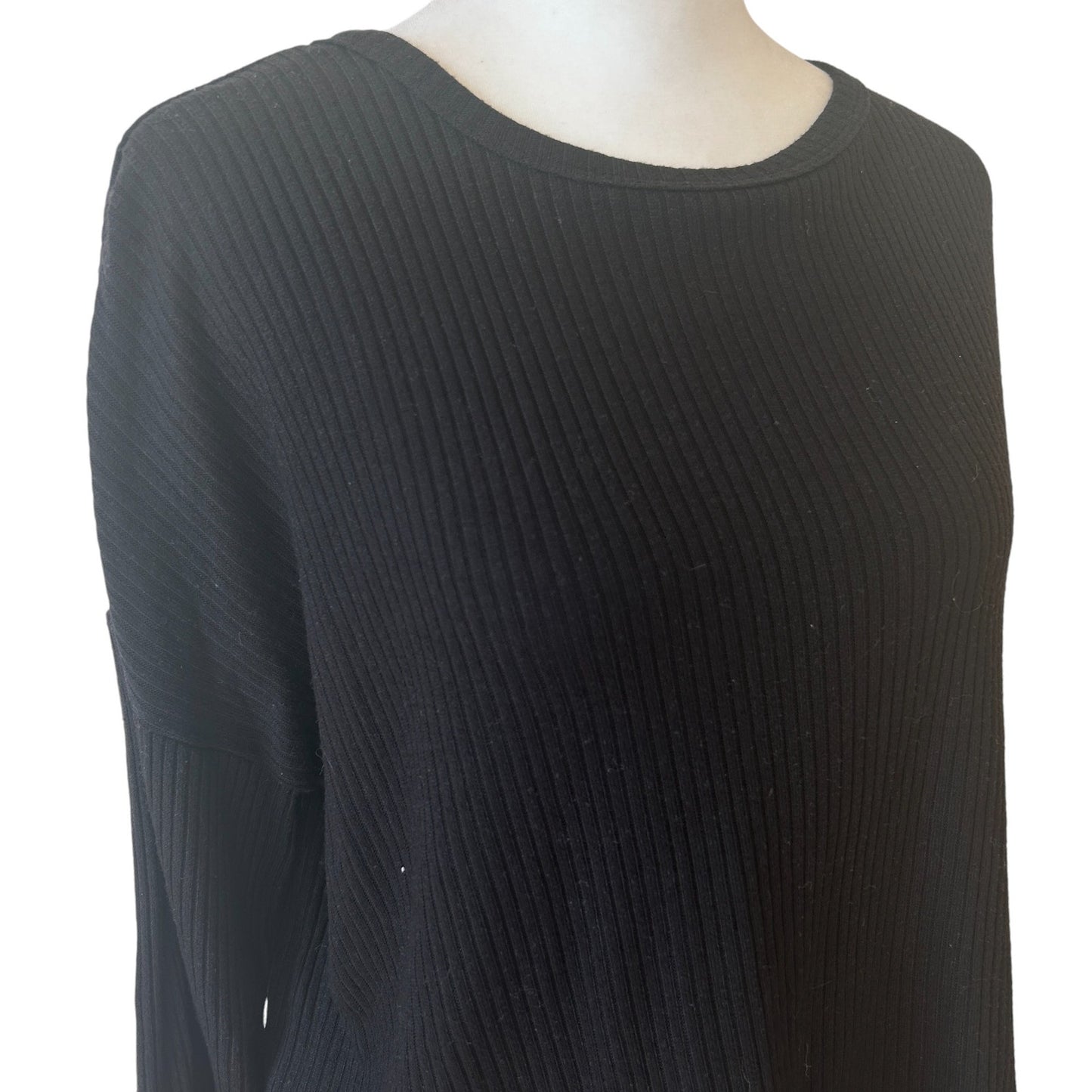 Z Supply Black Ribbed Long Sleeve Pullover Shirt Womens Size Small