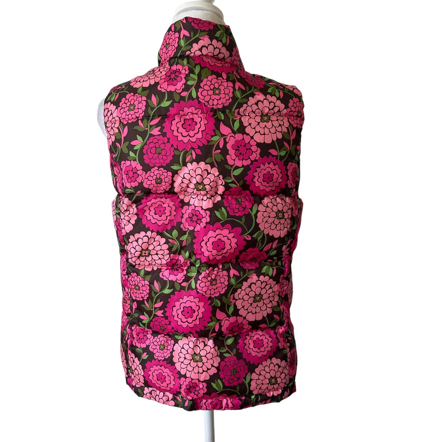 Lilly Pulitzer Pink Floral and White Reversible Puffer Down Vest Size Small