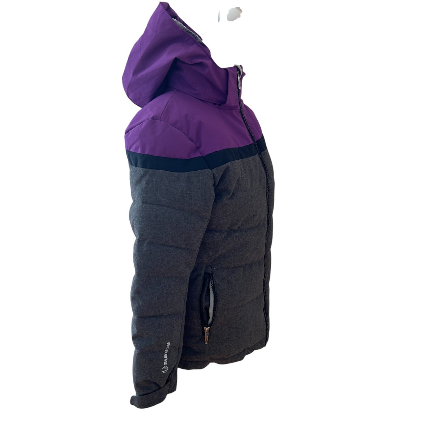 Sunice Purple and Gray Hooded Ski Jacket Detachable Hood Youth Size 14