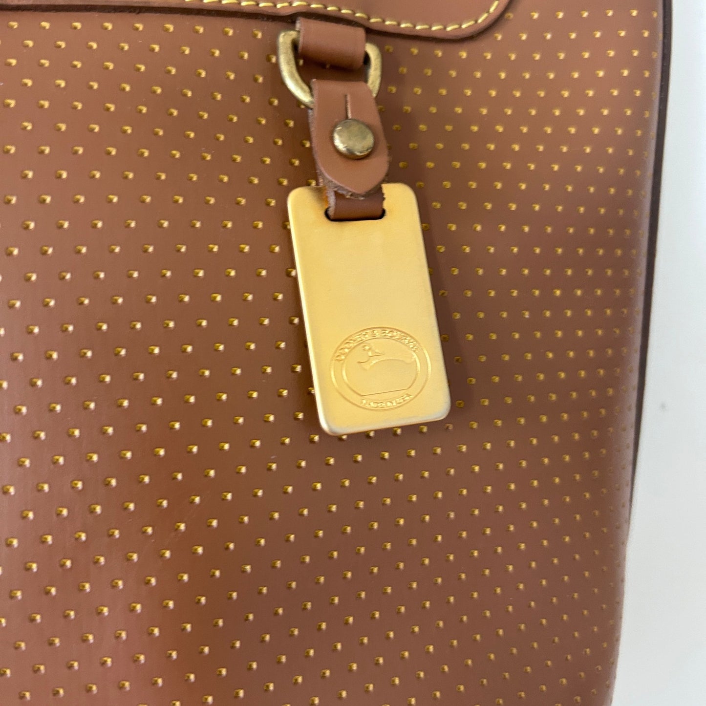 Dooney & Bourke Caramel Brown Perforated Leather Bucket Shoulder Bag