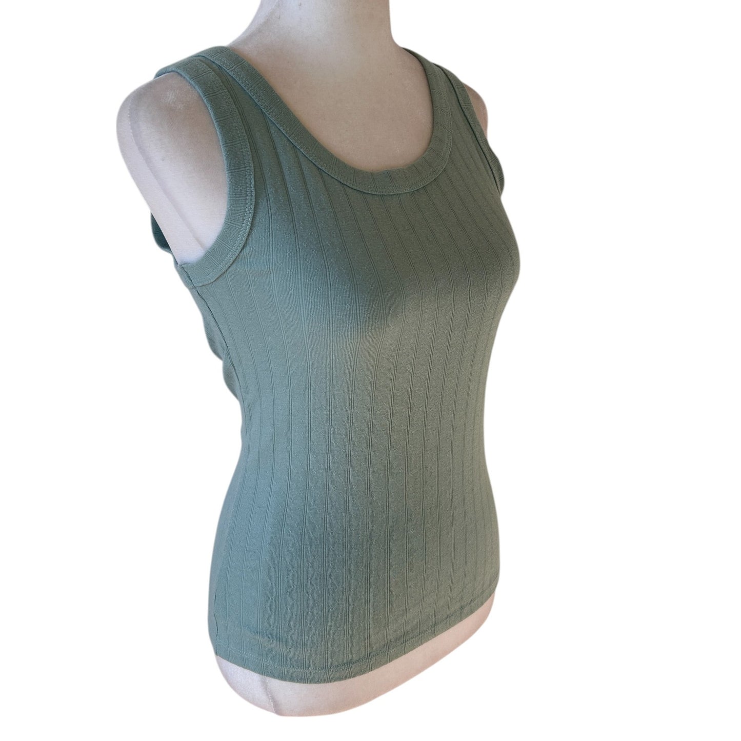 LA Relaxed Green Carmella Organic Cotton Pointelle Tank Top Size Small NEW