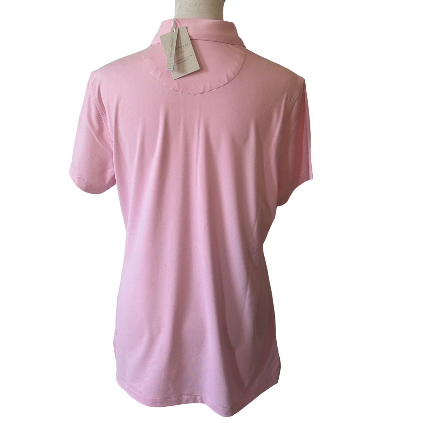 Peter Millar NWT Palmer Pink Button Polo Golf Shirt Womens Size Medium UPF 50+