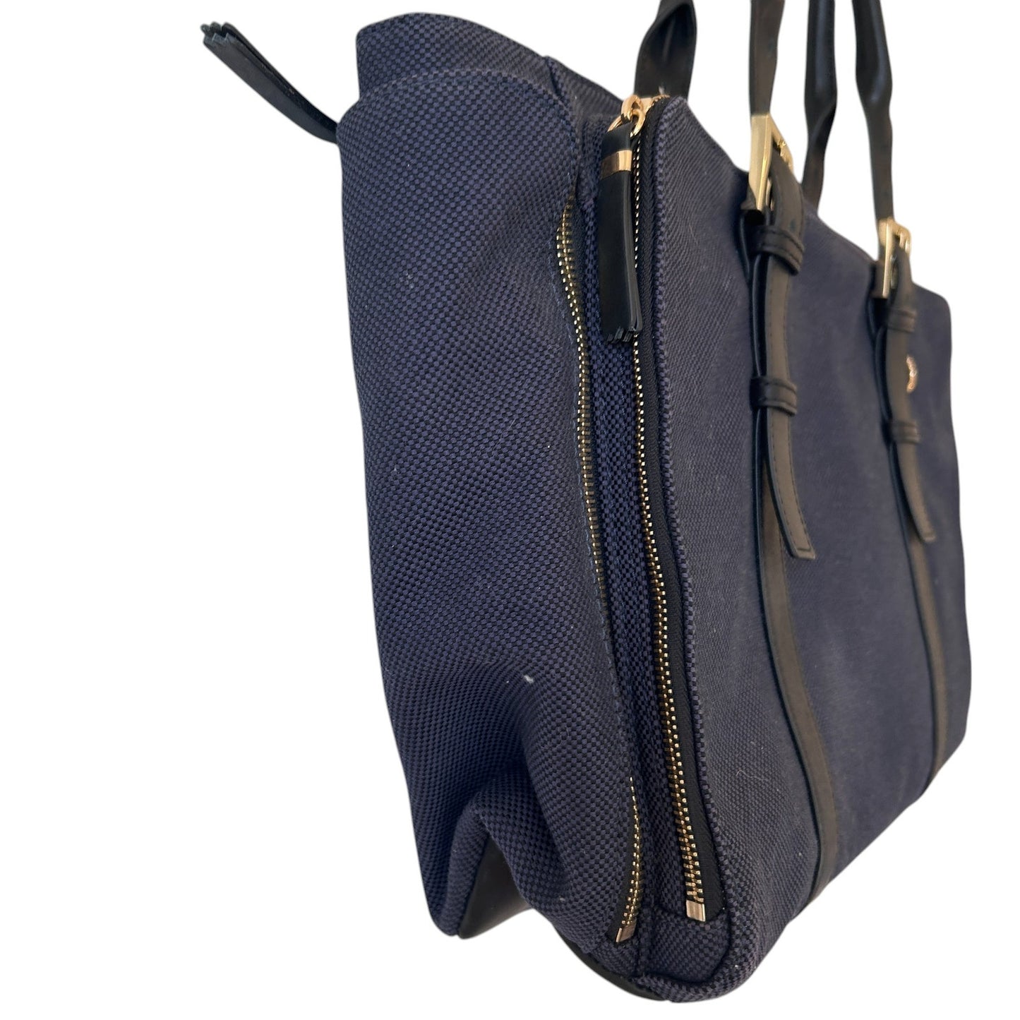 India Hicks Navy Blue and Black Duchess of Windsor Tote Shoulder Bag